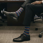 Luxury 1-Pack: Premium Organic Cotton Mid-Calf Dress Socks - Love Stripes