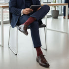 The Non-Binding 1-Pack: Premium Men's Mid-Calf Dress Socks - Biz Dots Burgundy