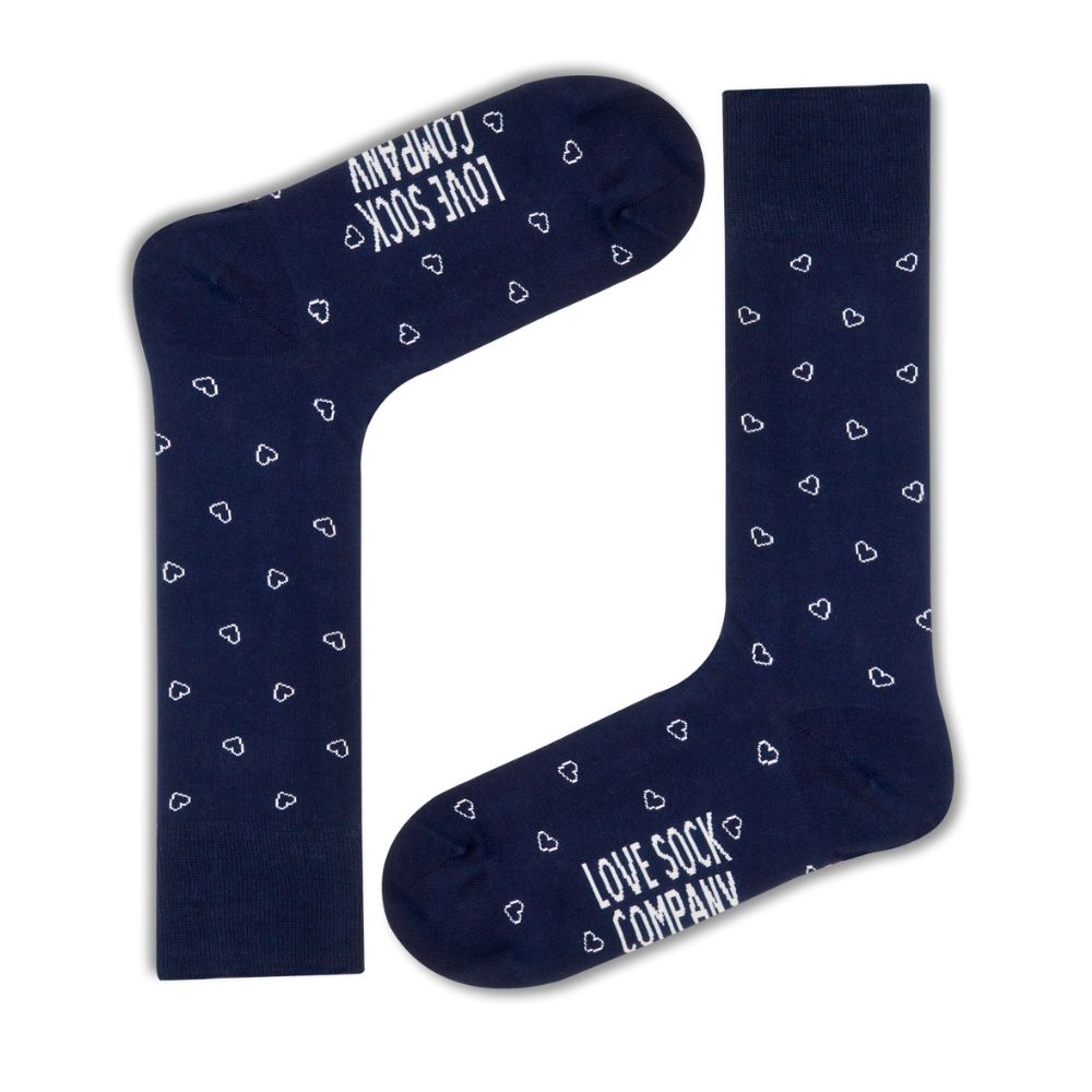 The Best Luxury Gift Socks for Men: Organic Cotton - Mini Hearts Navy