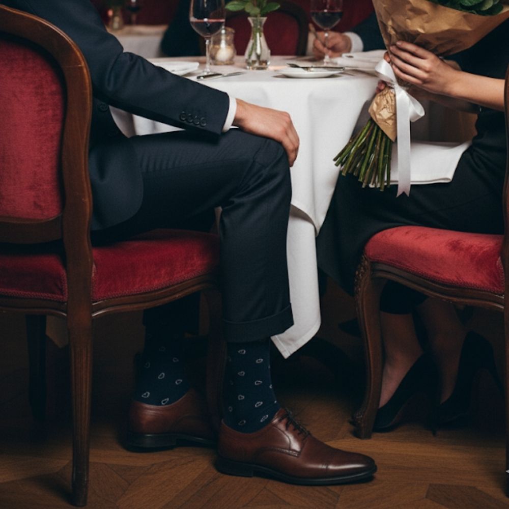 The Best Luxury Gift Socks for Men: Organic Cotton - Mini Hearts Navy
