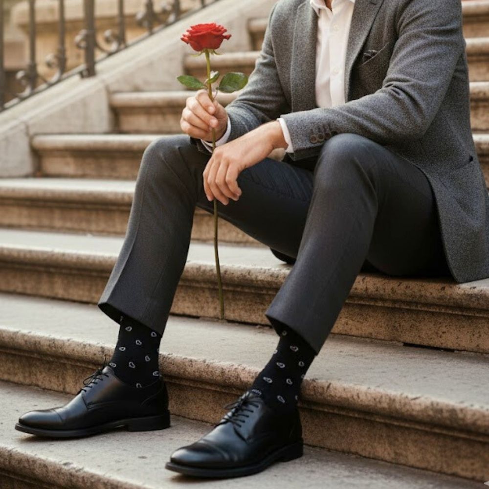 The Best Luxury Sock Gift for Men: Organic Cotton - Mini Hearts Black