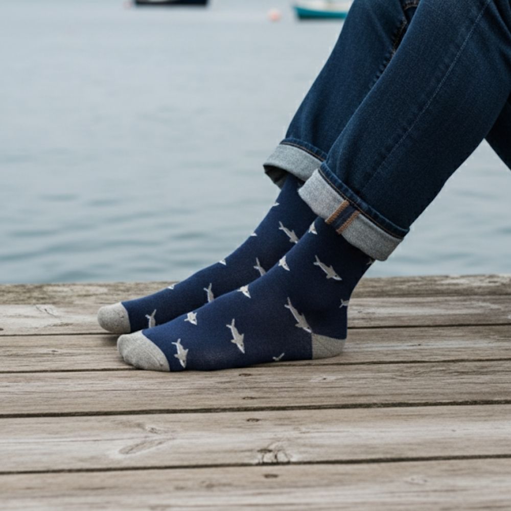 Luxury 1-Pack: Premium Organic Cotton Mid-Calf Dress Socks - Shark
