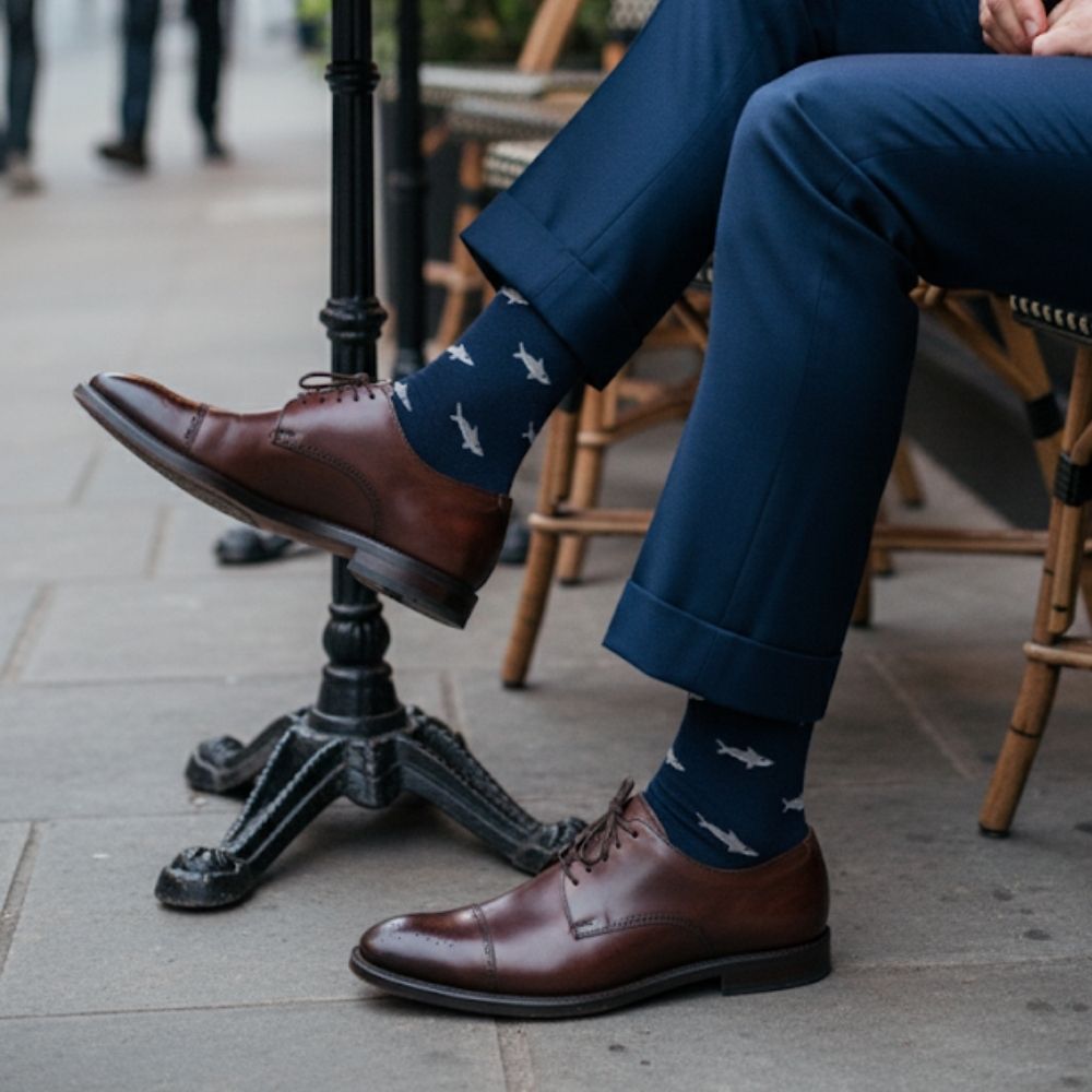 Luxury 1-Pack: Premium Organic Cotton Mid-Calf Dress Socks - Shark