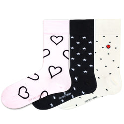 3-Pack Fun & Colorful Patterned Crew Socks - Zero-Slip Fit - White Pack