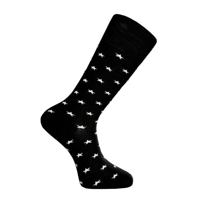 Star Pattern Mid-Calf Dress Sock - Seamless Organic Cotton