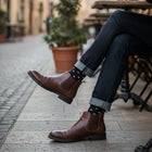 Star Pattern Mid-Calf Dress Sock - Seamless Organic Cotton