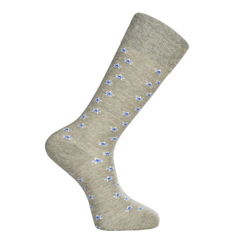 Luxury Pack: Premium Organic Cotton Mid-Calf Dress Socks - Stars Grey