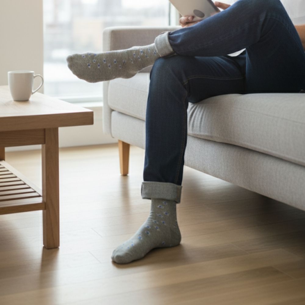 Luxury Pack: Premium Organic Cotton Mid-Calf Dress Socks - Stars Grey
