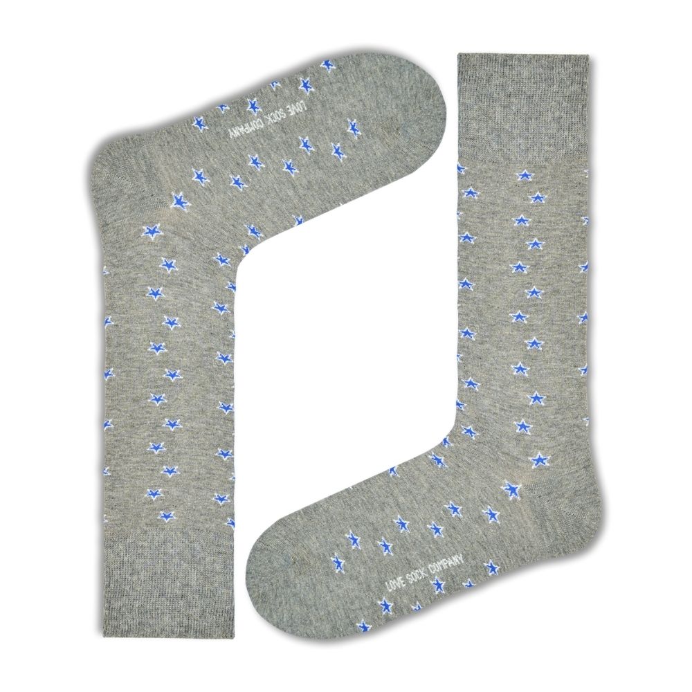 Luxury Pack: Premium Organic Cotton Mid-Calf Dress Socks - Stars Grey