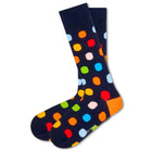 Premium Colorful Polka Dot Mid-Calf Sock - Zero-Sag, Fine Cotton - Big Polka Navy