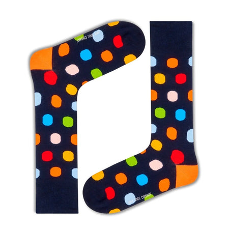 Premium Colorful Polka Dot Mid-Calf Sock - Zero-Sag, Fine Cotton - Big Polka Navy