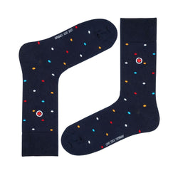 Premium Women's Dress Socks: Zero-Slip Fit with Organic Cotton - Mini Polka Navy
