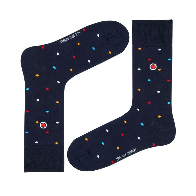 Premium Women's Dress Socks: Zero-Slip Fit with Organic Cotton - Mini Polka Navy