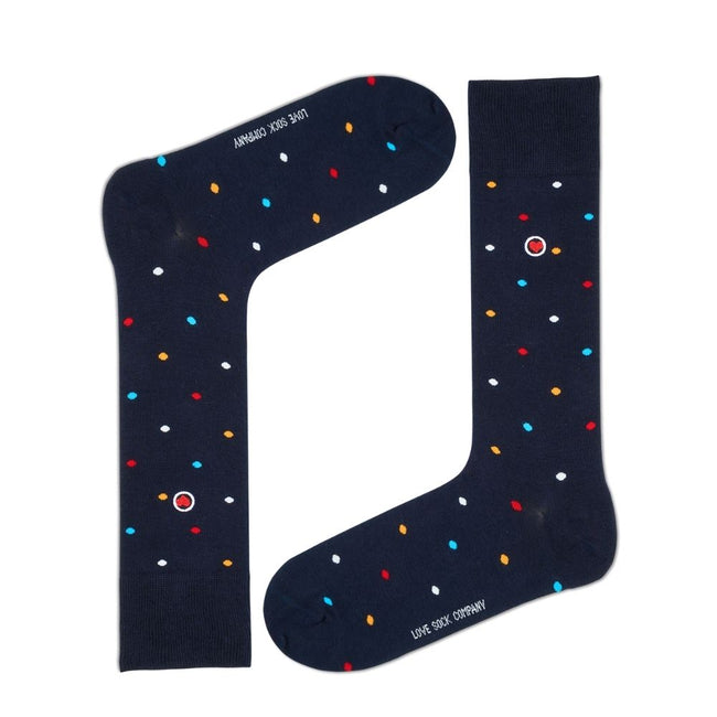 The Non-Binding Premium Men's Mid-Calf Dress Socks - Mini Polka Navy