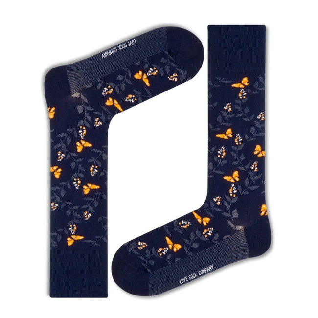 Premium Butterfly Pattern Mid-Calf Dress Sock for Men - Seamless Comfort
