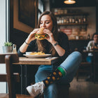 Women's Fun Novelty Crew Socks - Organic Cotton Gift - Burger