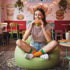 Premium Seamless Women's Crew Socks - Fun Patterns & Stay-Up Organic Cotton - Burger