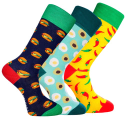 Men’s Colorful Food Patterned Crew Socks Gift Pack