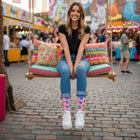 Women's Fun Novelty Crew Socks - Organic Cotton Gift - Chameleon