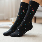 The Best Women's Crew Socks: Performance Organic Cotton with Arch Support - Mini Polka Black