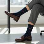 Premium Women's Dress Socks: Zero-Slip Fit with Organic Cotton - Mini Polka Navy