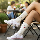 Premium Trouser Socks: Zero-Slip Fit with Organic Cotton - Mini Polka White