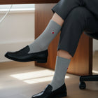 Luxury Seamless Dress Socks for Women - Premium Organic Cotton - Ribbed Grey