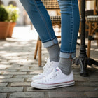 Luxury Seamless Dress Socks for Women - Premium Organic Cotton - Ribbed Grey
