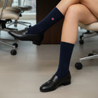 The Best Women's Crew Socks: Performance Organic Cotton with Arch Support - Ribbed Navy