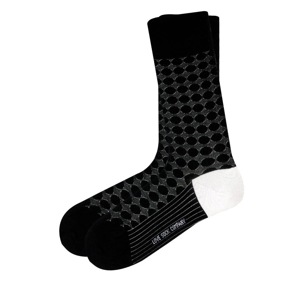 Circles Crew Socks Black (W) - LOVE SOCK COMPANY