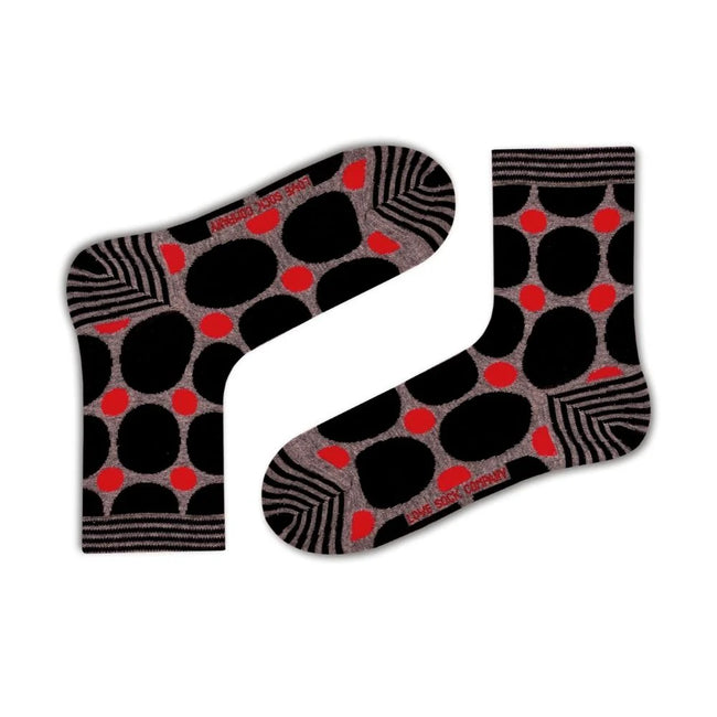 Polka Dots Women Fun Colorful Grey Quarter Crew Socks (W) - LOVE SOCK COMPANY