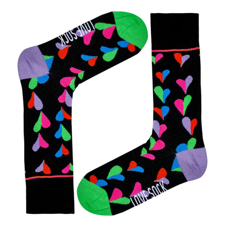 Funky Hearts Men's Fun Christmas Novelty Dress Socks Love Sock Company (M) - LOVE SOCK COMPANY