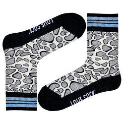 Leopard animal print fun patterned organic novelty crew socks for women - LOVE SOCK COMPANY