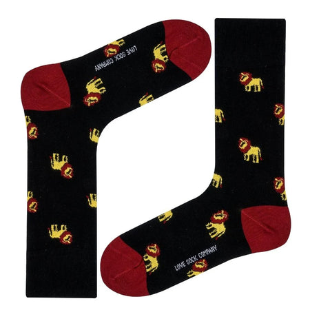 Lion Crew Socks Black (W) - LOVE SOCK COMPANY