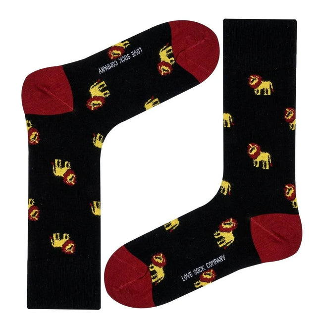 Lion Crew Socks Black (W) - LOVE SOCK COMPANY
