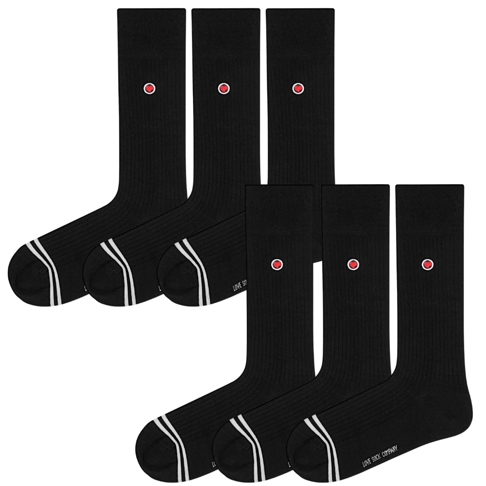 Love Sock Company Ribbed Black dress socks, 6 pack