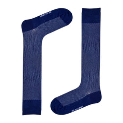 Men's Navy Blue Over The Calf Dress Socks Love Sock Company Knee High Chevron (M) - LOVE SOCK COMPANY