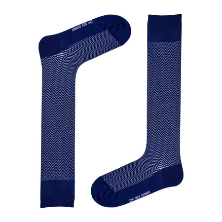Men's Navy Blue Over The Calf Dress Socks Love Sock Company Knee High Chevron (M) - LOVE SOCK COMPANY