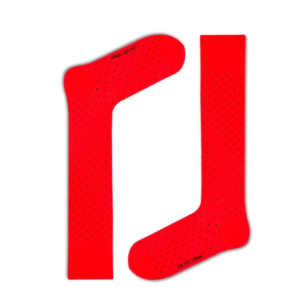 Men's Over the Calf Polka Dot Dress Socks Biz Dots Red (M) - LOVE SOCK COMPANY