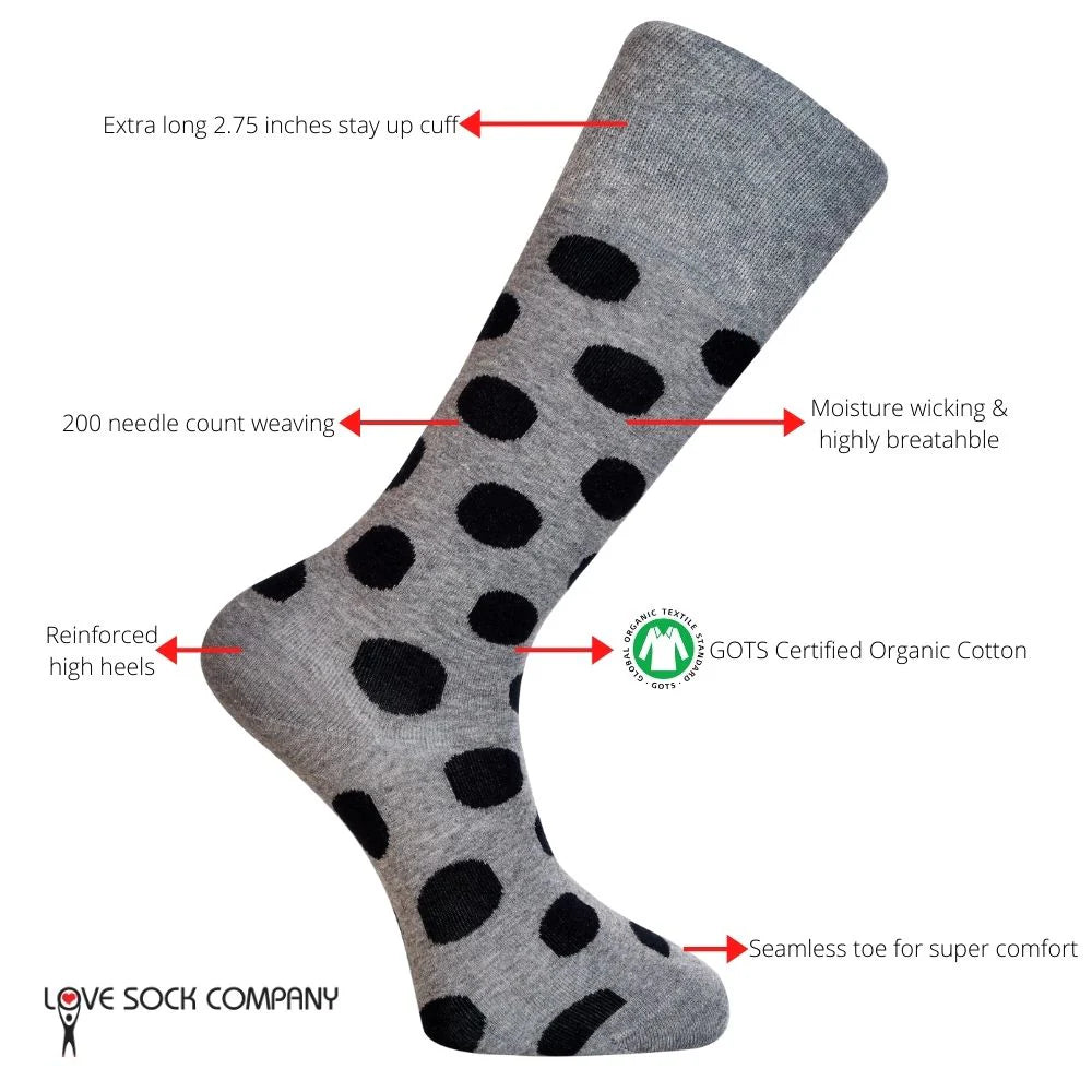Men's Polka Dot Dress Socks - Big Polka (M) - LOVE SOCK COMPANY