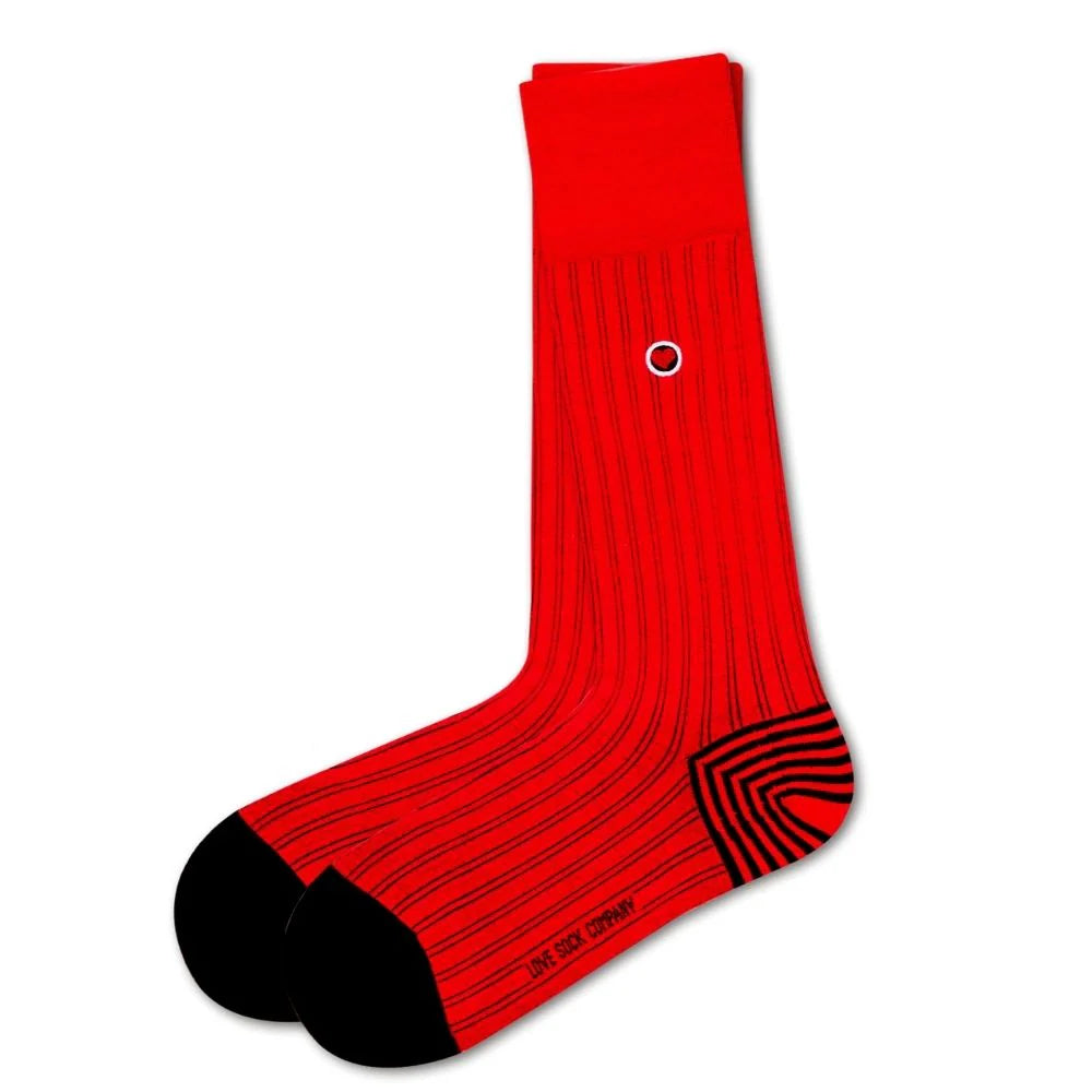 Men's Red Ribbed Dress Socks With Stripes - Business Stripes (M) - LOVE SOCK COMPANY