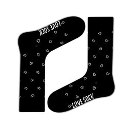 Mini Hearts patterned organic cotton women's black crew socks - LOVE SOCK COMPANY