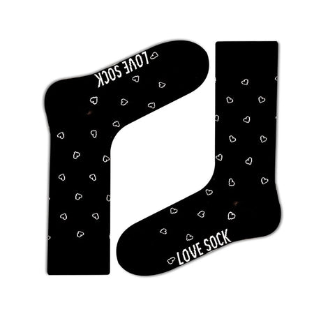Mini Hearts patterned organic cotton women's black crew socks - LOVE SOCK COMPANY
