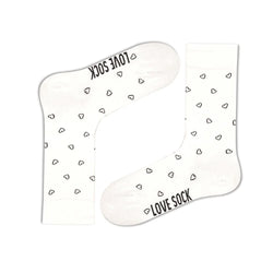 Mini Hearts patterned organic cotton women's white crew socks - LOVE SOCK COMPANY