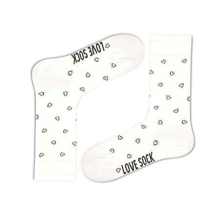 Mini Hearts patterned organic cotton women's white crew socks - LOVE SOCK COMPANY