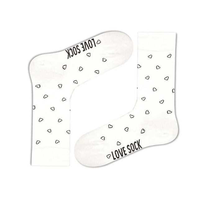 Mini Hearts patterned organic cotton women's white crew socks - LOVE SOCK COMPANY