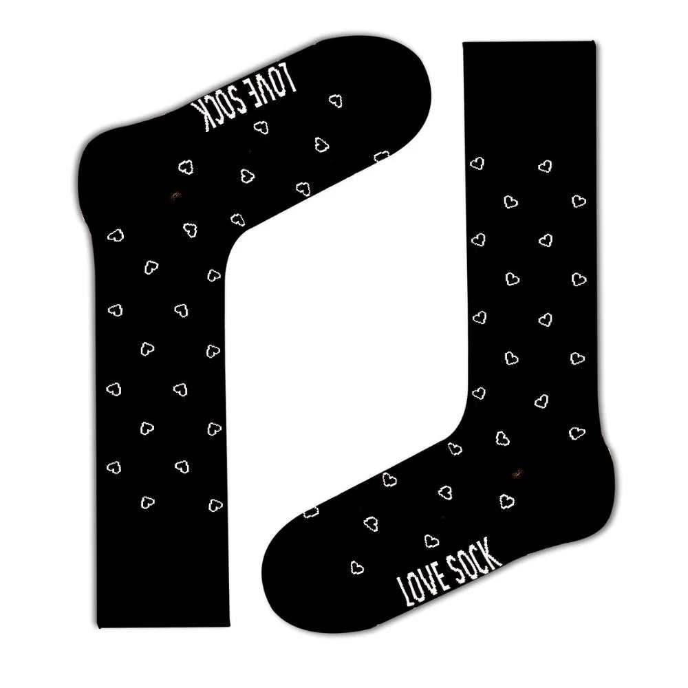 Mini Hearts patterned organic cotton men black dress socks - LOVE SOCK COMPANY