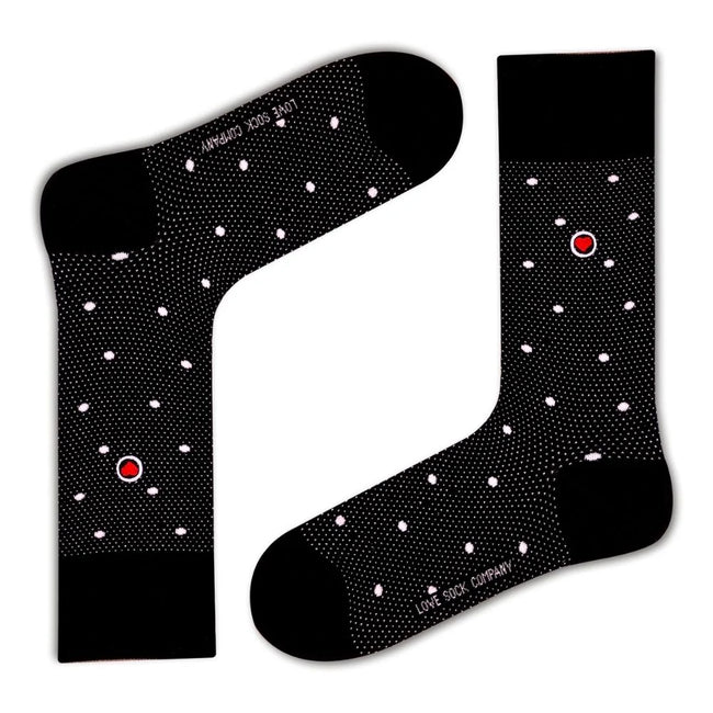Polka Night Women's Luxury Crew Socks Black (W) - LOVE SOCK COMPANY