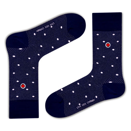 Polka Night Women's Luxury Crew Socks Navy Blue (W) - LOVE SOCK COMPANY