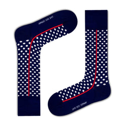 Love Sock Company Men's Funky Cool Polka Dots Dress Socks Red Line Navy (M) - LOVE SOCK COMPANY